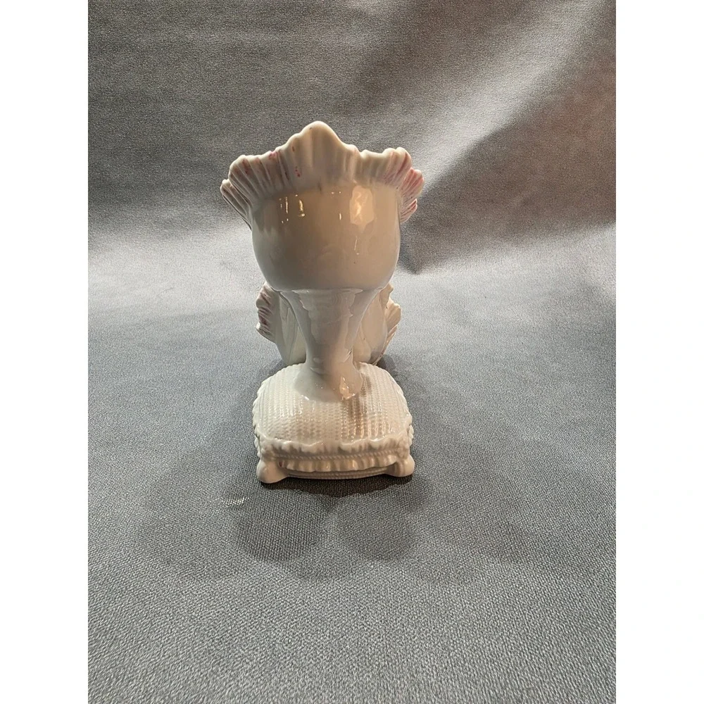 Vintage Porcelain Cherub Figurine High Heel Shoe Planter Japan White Pink